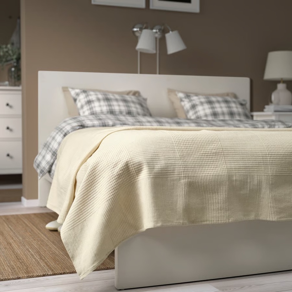 Cream Waffle Weave Bedspread - Home Bedding